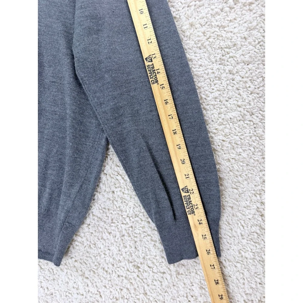 Brooks Brothers V-Neck Sweater Men XL Grey Excellent Extra Fine Merino Wool